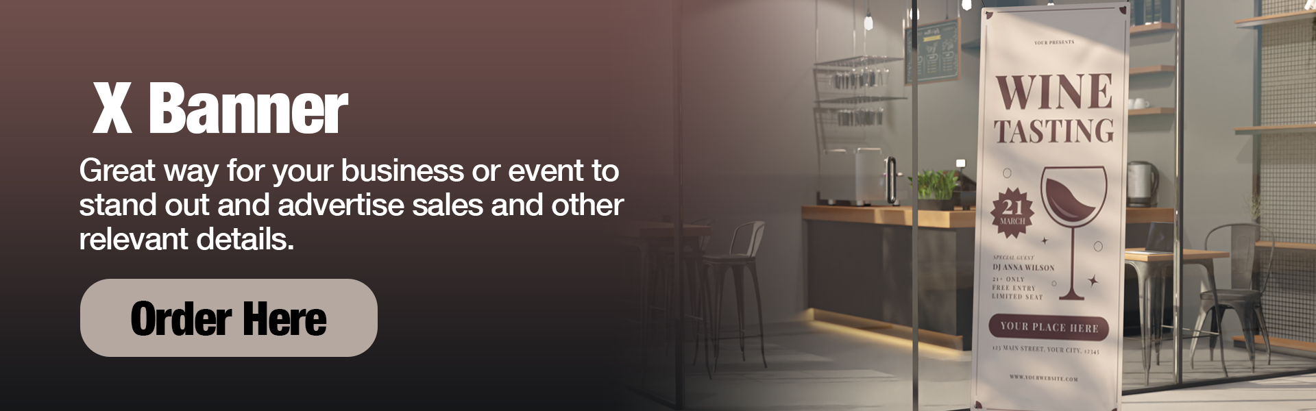 X Banner Next Day and Same Day Printing: Great way for your business or event to stand out and advertise sales and other relevant details. Professional look with competitive prices. X Banner Next Day and Same Day Printing